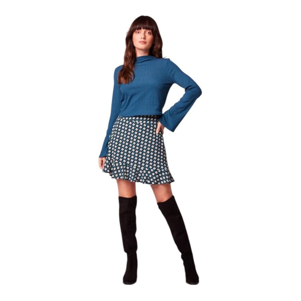 Band of The Free NWT Women’s Colette Deep Teal Diamond Print Mini Skirt Medium